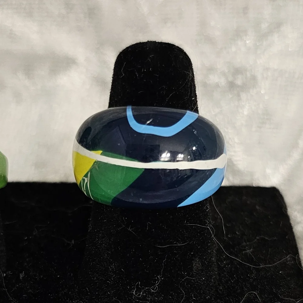 Colorful Glass Look Rings Set - Picture 2 of 12